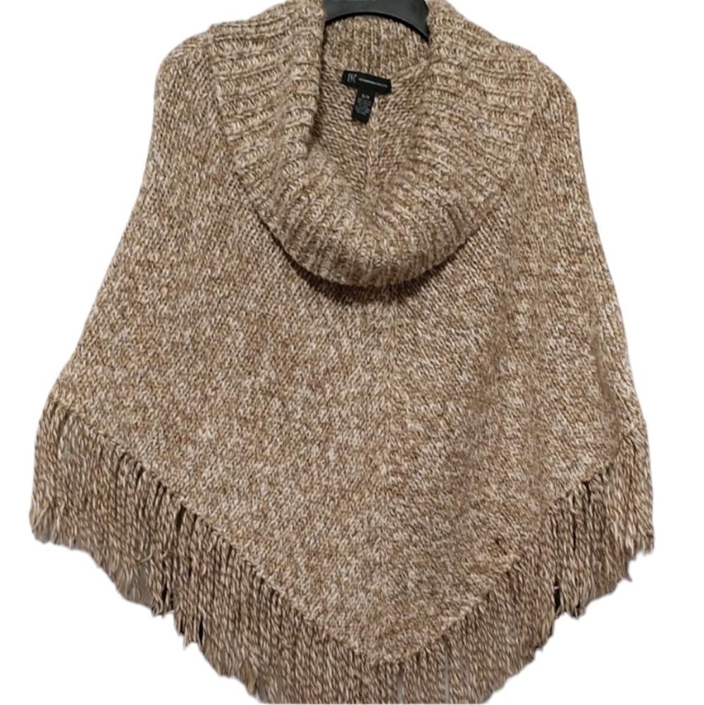 INC International Concepts Oatmeal Tweed Poncho Small / Medium - Picture 5 of 5